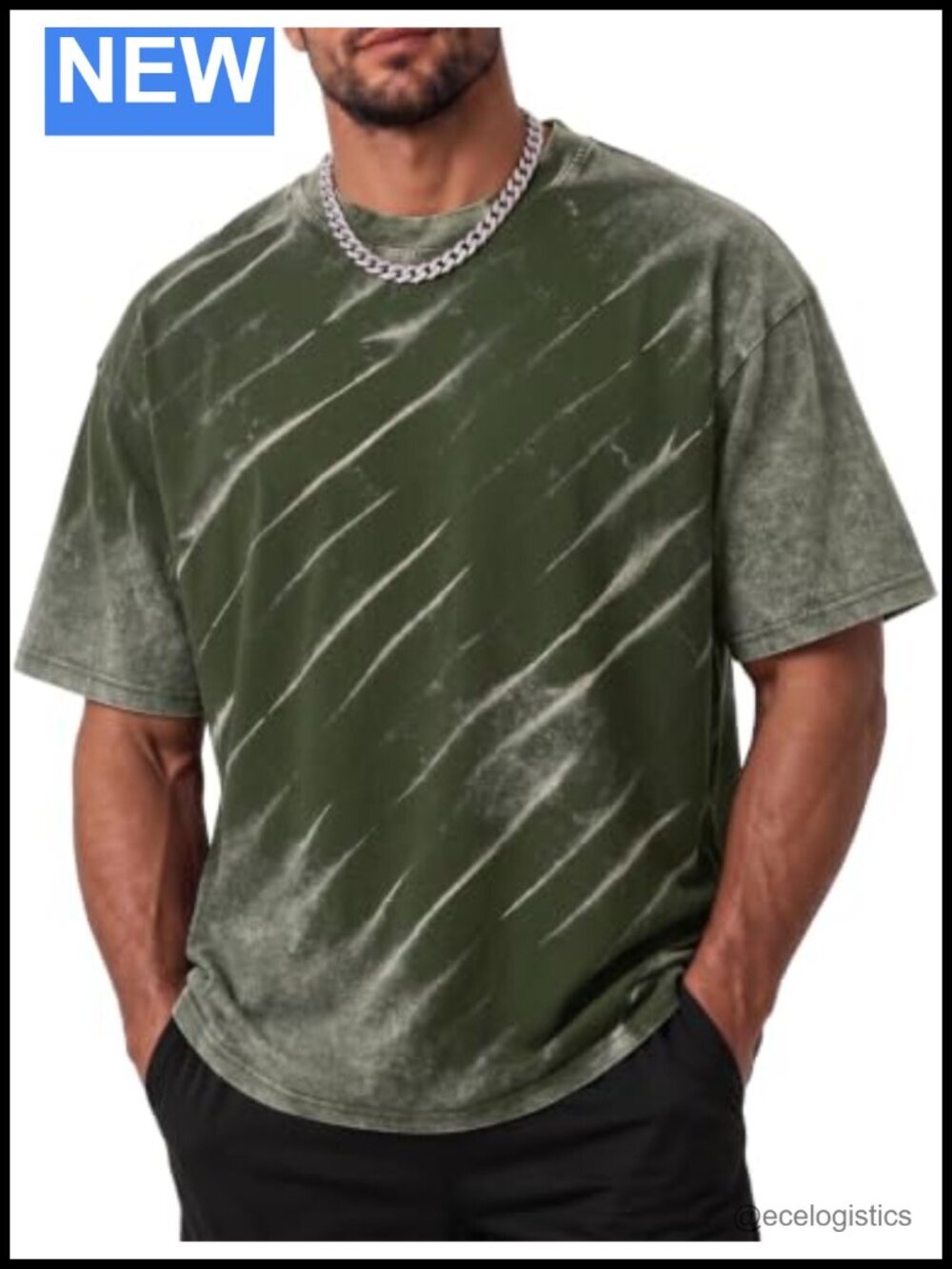Oversized Tie Dye Acid Wash T-Shirt Heavyweight Cotton Blend Crew Neck